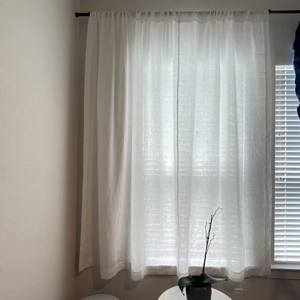 Custom Size Extra Wide Linen Curtain, Washed Soft Linen, Extra Long Cafe Curtain, Tietop, Eyelet