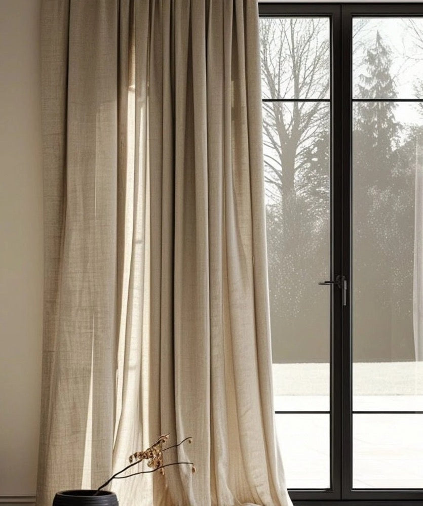 Customized linen cafe curtain 1 Panel Linen Sabby Chic Curtains Extra Long Curtain Natural Curtains Linen Window