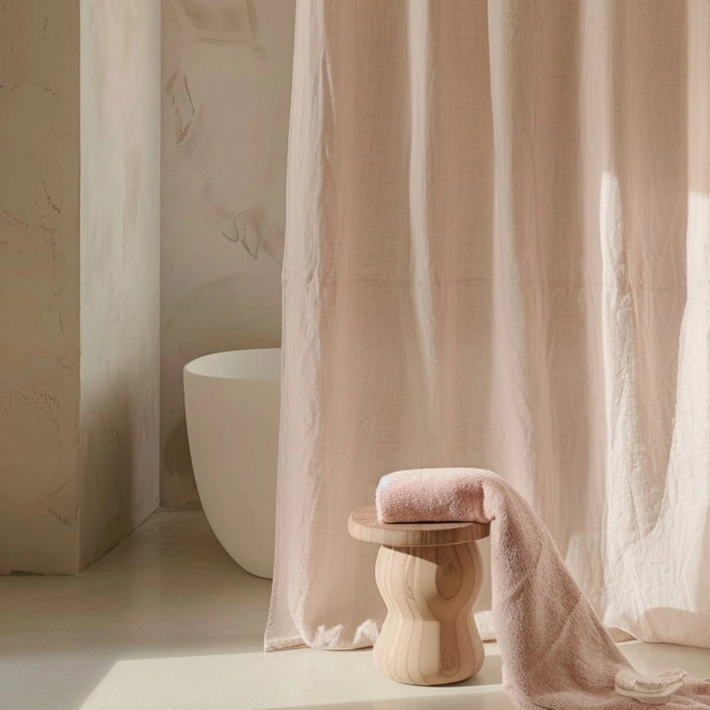 Linen Shower Curtain, Linen Shower Curtain, Washed Linen Drapes, Bathroom Drapery. Door Curtain