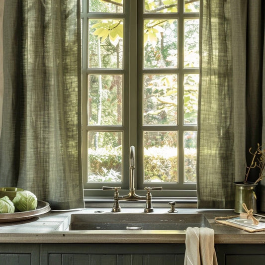 Customized linen cafe curtain 1 Panel Linen Sabby Chic Curtains Extra Long Curtain Natural Curtains Linen Window