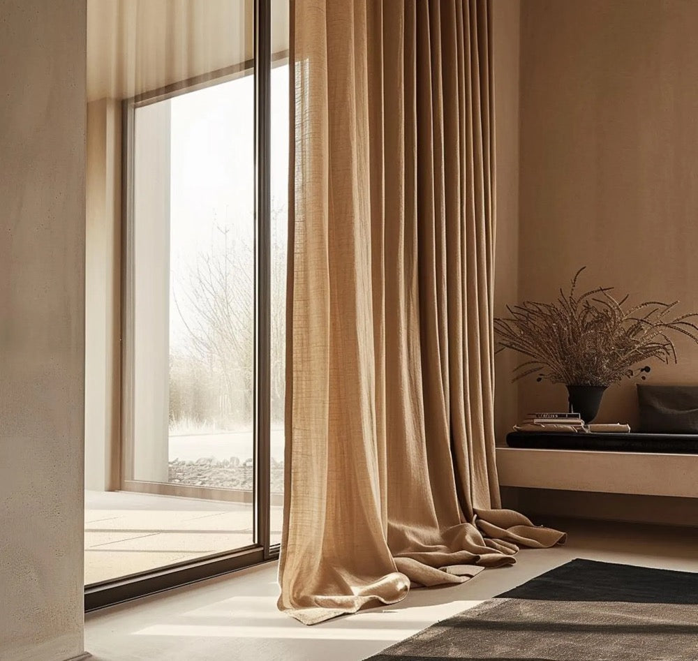 Custom Size Extra Wide Linen Curtain, Washed Soft Linen, Extra Long Cafe Curtain, Tietop, Eyelet