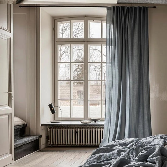 Custom Size Extra Wide Linen Curtain, Washed Soft Linen, Extra Long Cafe Curtain, Tietop, Eyelet